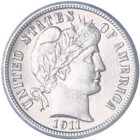 1911 (P) Barber Dime 90% Silver Brilliant Uncirculated BU See Pics N939 Cover