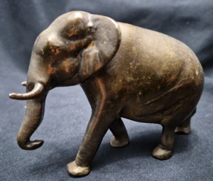 Vintage Solid Brass Elephant Statue Figurine 9.5CM X 13CM 440G - Picture 1 of 8