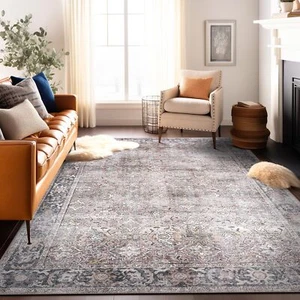 Rugshop Vintage Distressed Machine Washable Non Slip Area Rug Ideal for Living - Picture 1 of 9