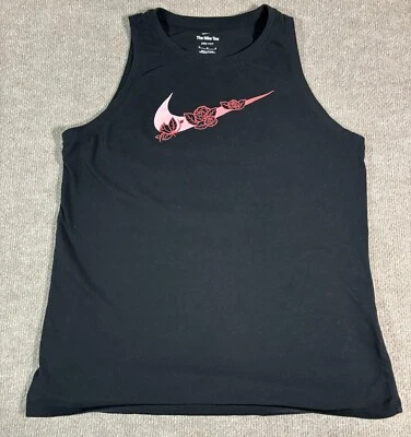 Camiseta sin mangas de entrenamiento para mujer Nike Dri-Fit Swoosh flores floral negra mediana gimnasio Foto 1 de 4