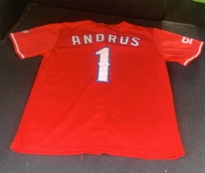 TEXAS RANGERS ELVIS ANDRUS #1 Red Button Down Baseball Jersey Youth Size X Large - Picture 1 of 13