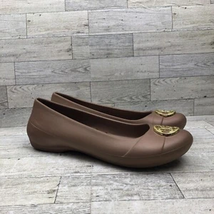 Crocs Womens Bronze Rubber Slip On Comfort Flats Size 9 - Picture 1 of 9