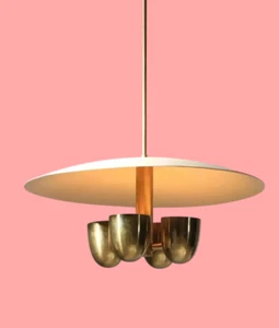 "Antique Mid-Century 4-Light Sputnik Chandelier – Vintage Raw Brass Pendant" - Picture 1 of 11