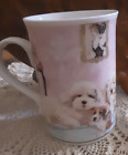 Ceramic Pink Puppy Dog Print Summer River Coffee Mug
