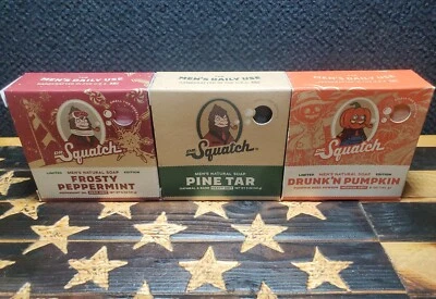 (3 Bars) DR. Squatch PINE TAR, FROSTY PEPPERMINT, & DRUNK'N PUMPKIN Soap BRICCS! - Image 1 of 4