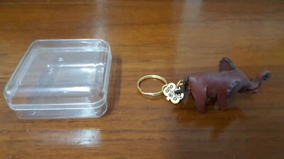 Hand Made Genuine Leather Little Thai Elephant Key Chain/Key Ring w/ A Container - Image 1 of 4