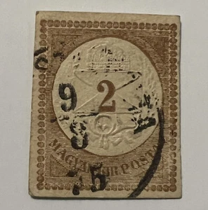 1875 CANCEL ON HUNGARY IMPERF STAMP POSTAL CUT CORNER - Picture 1 of 2