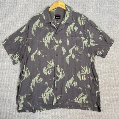 Camisa Brixton Fish Ocean Calce Relajado Para Hombres Talla XL Marrón Hawaiano Patín Acuario Foto 1 de 4