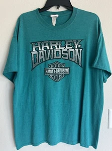 Harley Davidson Men's L - XL Blue Aqua T-Shirt Roughneck Longview, TEXAS nice - Picture 1 of 9