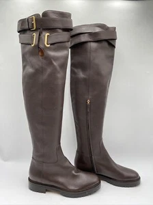 Valentino Garavani Buckled Over-the-Knee Riding Boots Brown Size 39 - Picture 1 of 5