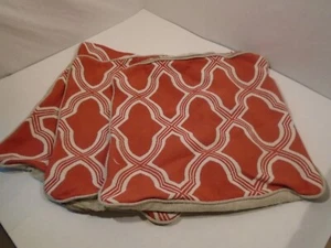 Lot of 3 Throw Pillow Covers Rust Beige Knit Cotton poly 20"x20" Zip Closure - Picture 1 of 4