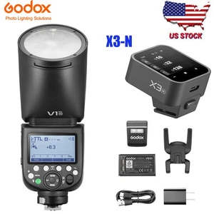 GODOX V1 Pro N TTL Round Head Camera Flash HSS Speedlite for Nikon +X3 N Trigger - Picture 1 of 20