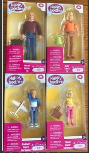 HAPPY TOGETHER DOLLHOUSE FIGURES SISTER , BROTHER, AUNT & UNCLE BRAND NEW - Picture 1 of 10
