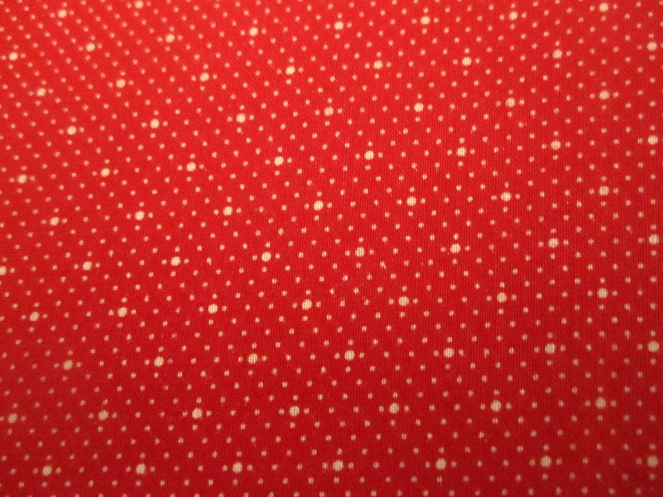 Cotton Fabric White Pin dots on Red Joan Kessler for Concord 30" x 44 - Image 1 of 4