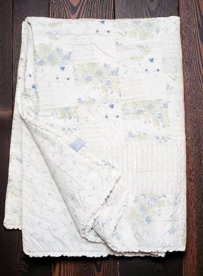 Просто потертый шик британская роза вышитая оборка пэчворк покрывало Twin читать - Изображение 1 из 4