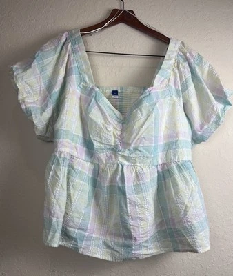 New Old Navy Top Pastel Babydoll 3X Coastal Boho Cottagecore Vacation Prairie - Image 1 of 4
