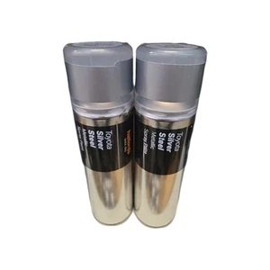TOYOTA SILVER STEEL METALLIC SPRAY PAINT 300ML HALFORDS CANS x2 - Picture 1 of 3