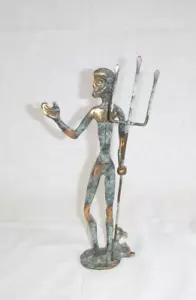 Scultura in bronzo vintage metà secolo Posiedon con stile Trident Weinberg 10,25" H - Foto 1 di 12