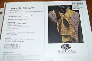 Knit One Crochet Too Knitting Pattern Diagonal Lace Scarf - Picture 1 of 1