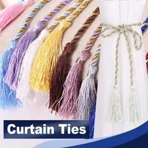 Curtain Tie Backs Ropes Slinky With Tassels Cord Tiebacks Holdbacks 100cm Length - Picture 1 of 30