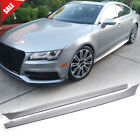 Side Skirts Extension Lip Spoiler Trim Grey Unpainted for Audi A7 S7 RS7 12-2017