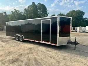 NEW 8.5X28 V-NOSE ENCLOSED CAR HAULER CARGO RACE TRAILER .080 EXTERIOR METAL - Picture 1 of 6