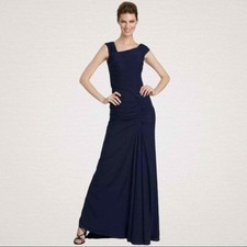 Tadashi Shoji | Asymmetrical Neckline Ruched Formal Dress in Purple, X-Small