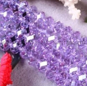 Wholesale 98pcs 4x6mm Purple Crystal Gemstone Faceted Rondelle Loose Beads - Picture 1 of 6