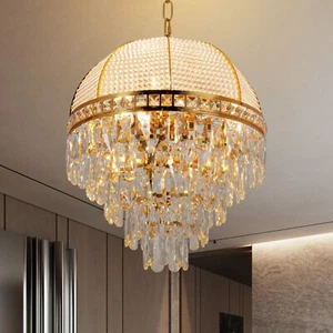 16" Vintage Crystal Chandelier 6-Lights French Empire Pendant Lamp Ceiling Light - Picture 1 of 9