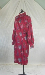 UNGARO Vintage 80er Blut ROT SEIDE üppig Blumen KLEID 12 - Bild 1 von 12