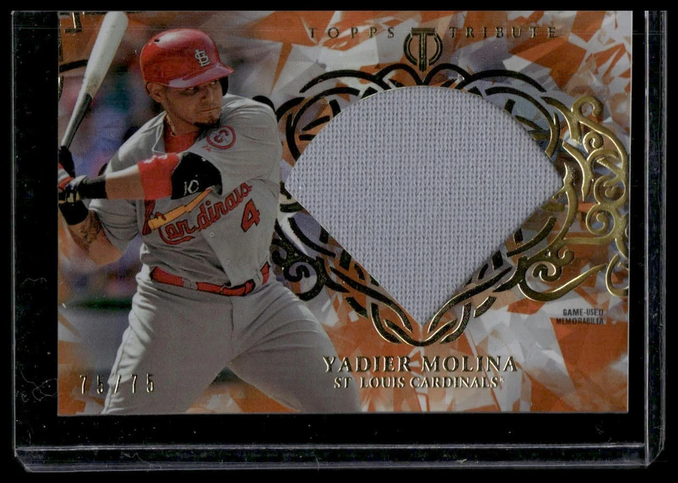 2015 Topps Tribute #DC-YM Yadier Molina Diamond Cuts Relics Orange /75 - Image 1 of 2