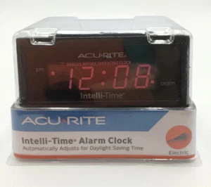 AcuRite Digital Alarm Clock Intelli-Time Electric Black Travel Bedside 13002A3 - Picture 1 of 6