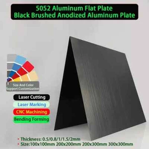 5052 Aluminum Flat Plate Black Brushed Anodized Aluminum Plate - Picture 1 of 14
