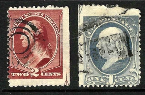 Sc #206 & #210 Nice Arrow Guidelines 2 Cent Washington Banknote 1883 US 61F51 - Picture 1 of 3