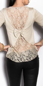 Sexy Viscose Embroidered Back Lacing Top with Bow Back Blouse T-Shirt - Picture 1 of 6