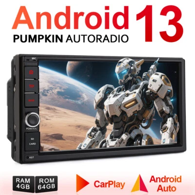 Pumpkin 7" Android 13.0 Autoradio 2 DIN GPS Navi Carplay WiFi Bluetooth 4GB 64GB - Bild 1 von 4