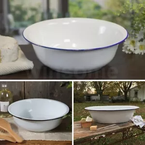 NUEVO HALCON 36CM ESMALTE LAVABO LAVABO GRANDE TAZÓN BLANCO FAENCH DE COLECCIÓN - Imagen 1 de 3