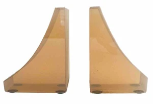 Italian Smoked Glass Bookends 5.5" Art Deco Memphis 70s Mid-Century Modernist IT - Picture 1 of 7