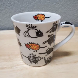 Vintage Playful Cats Beans Ceramic Coffee Mug Halloween Colors - Picture 1 of 6