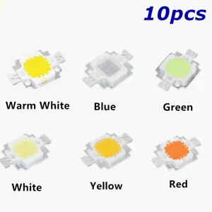 10pcs 10W High Power LED Chip 9-12V Cool Warm White Yellow RGB Red Green Blue - Picture 1 of 13