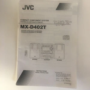 JVC MX-D402T Compact Component System Manual Instructions CD Player Tape Tuner - Picture 1 of 7