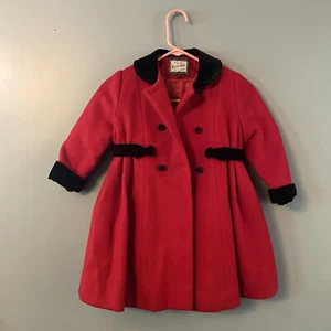 Rothschild Girls Red and Black Wool Dress Coat Size 4 - Picture 1 of 9