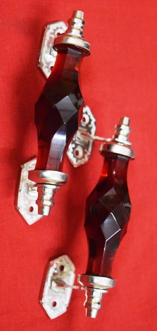 Vintage Style Crystal Door Handle With Brass Bracket Victorian Design 5.5" BM58 Cover