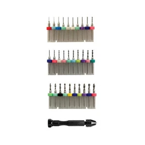 IckySticky Tungsten Micro Drill Bits 0.3-3mm Set (31pcs) w/Pin Vise Handle - Picture 1 of 1