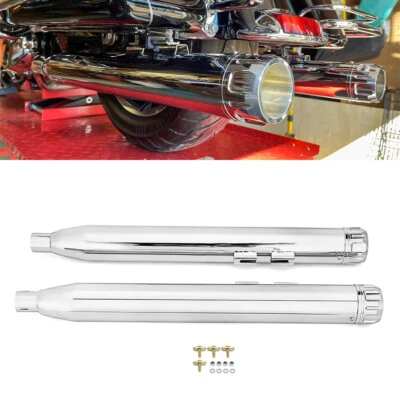 For 1995-2016 Harley Touring Bagger Road King 3.5" Slip-On Mufflers Exhaust Pipe - Image 1 of 4