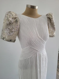 Vestido plisado vintage Mary McFadden Couture 6 mangas con cuentas de lentejuelas de diseñador - Imagen 1 de 11