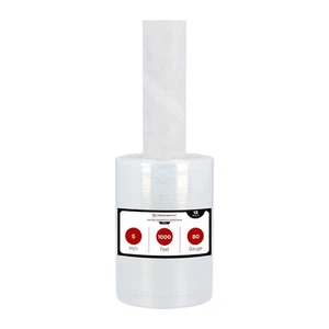 12 Rolls 5" in. x 1000FT 80 Gauge Stretch Shrink Film Hand Wrap with Handle - Picture 1 of 7