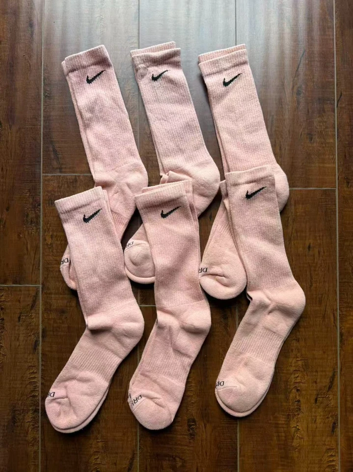 6 Pairs Nike Every Day Dri Fit Plus Cushioned Training Peach Crew Socks Large - Image 1 of 1