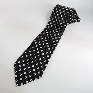 Charvet Place Vendome Krawatte 100 % Seide schwarz & creme elfenbein Ringe gepunktet Auge - Bild 1 von 9