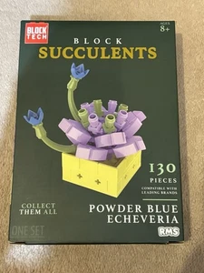 NEW, Block Succulents POWDER BLUE ECHEVERIA Building Block Set 130 Pieces - Picture 1 of 2